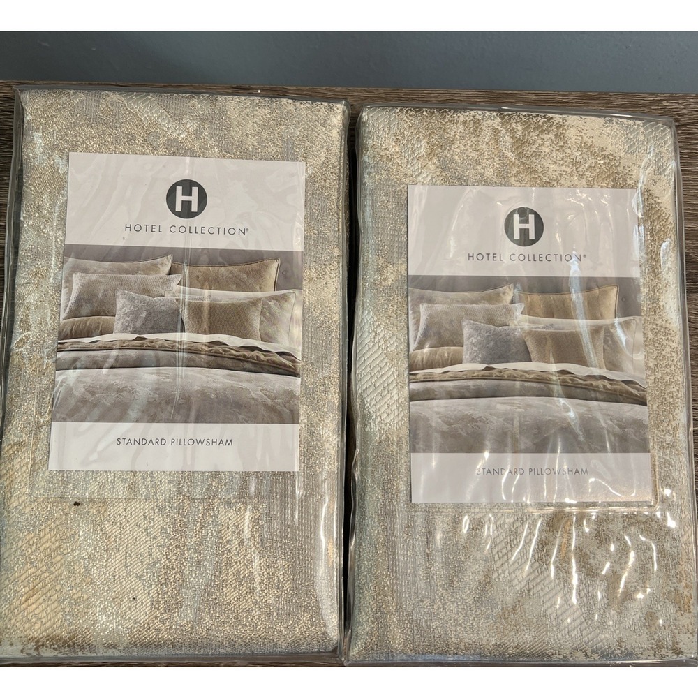 Hotel Collection Metallic Stone Standard Pillowsham Gold Silver (2) 20in x 28in